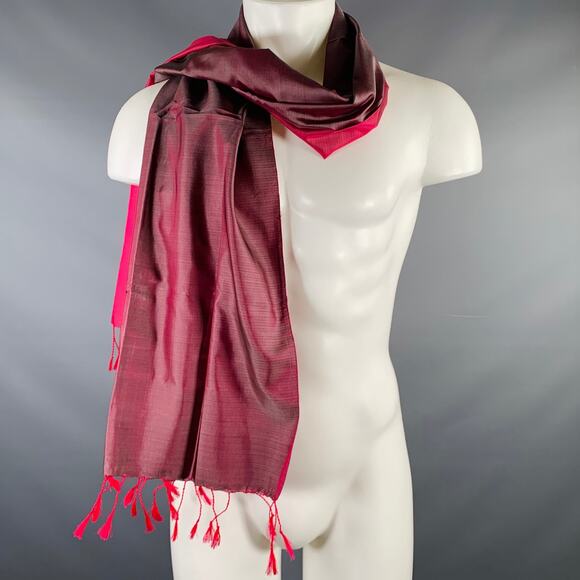 VINTAGE Grey Pink Reversible Fringe Scarf - Picture 5 of 5